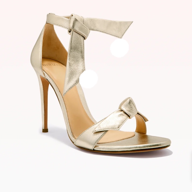 Alexandre Birman Clarita Bow Leather Sandals Gold Stiletto Leather